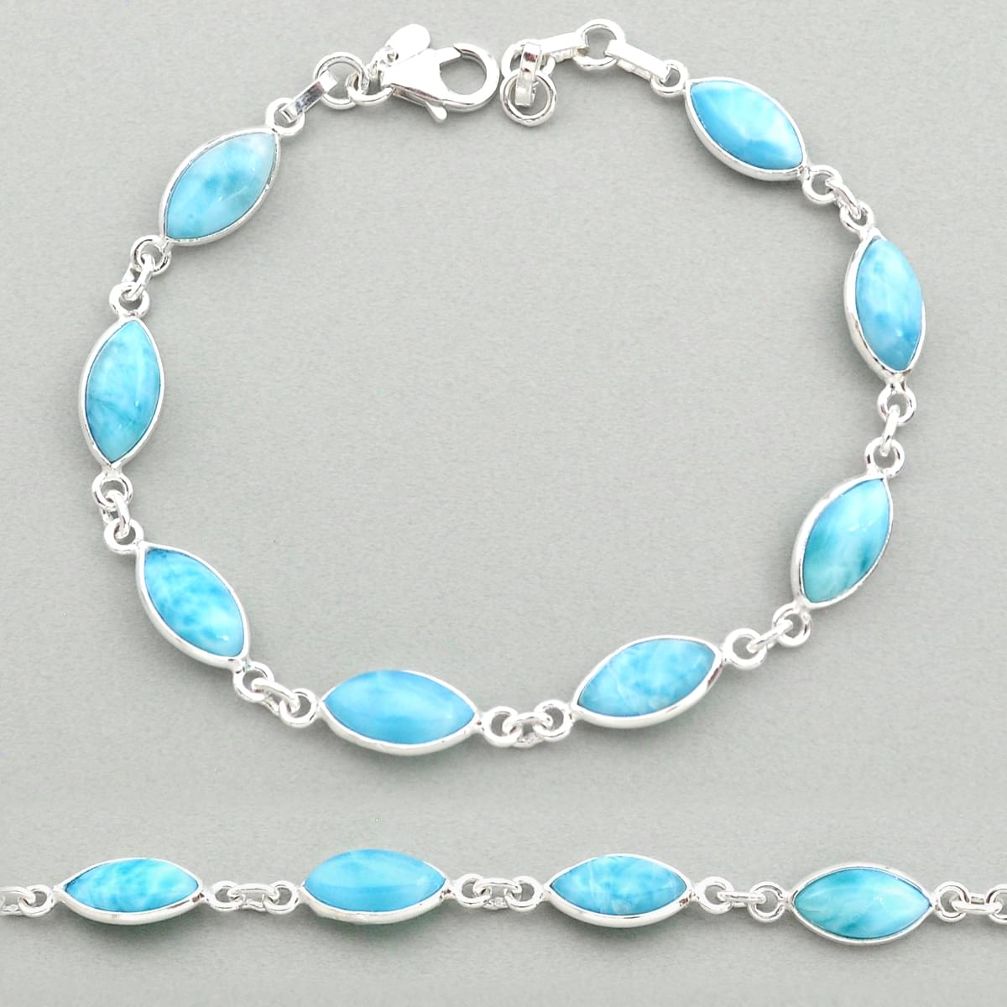 20.51cts natural blue larimar 925 sterling silver tennis bracelet jewelry t19465