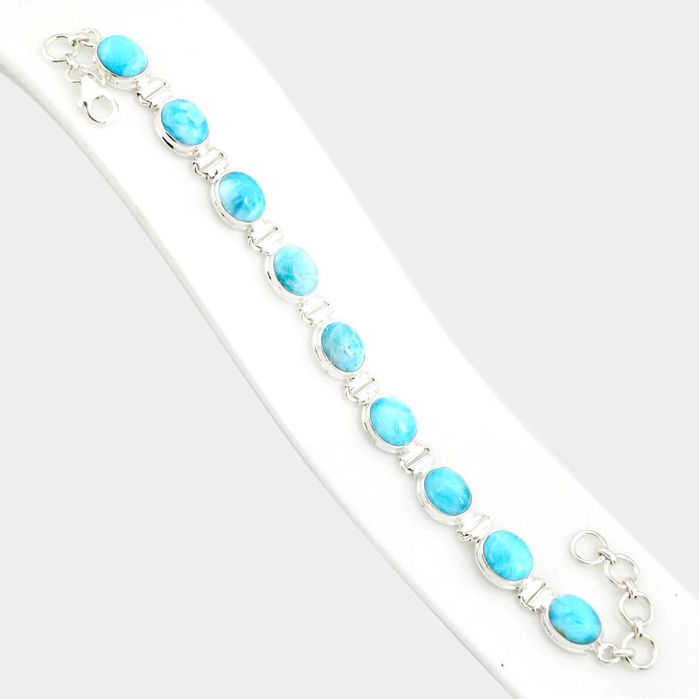 36.67cts natural blue larimar 925 silver tennis handmade bracelet r84401