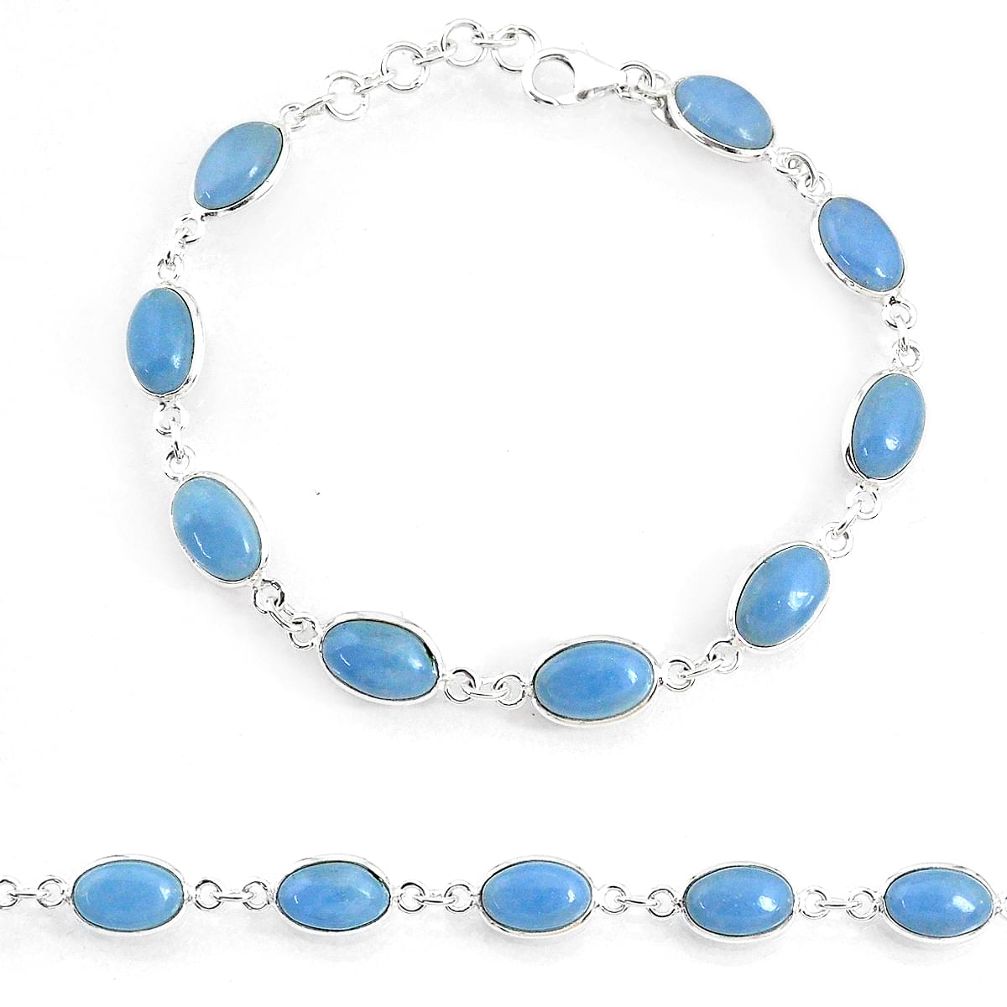 19.48cts natural blue owyhee opal 925 sterling silver tennis bracelet r74672