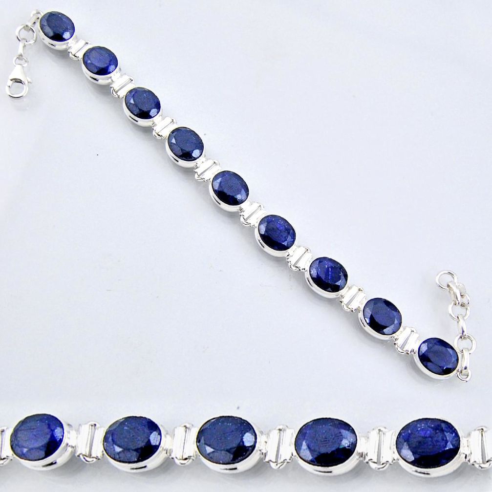 37.79cts natural blue sapphire 925 sterling silver tennis bracelet r56083