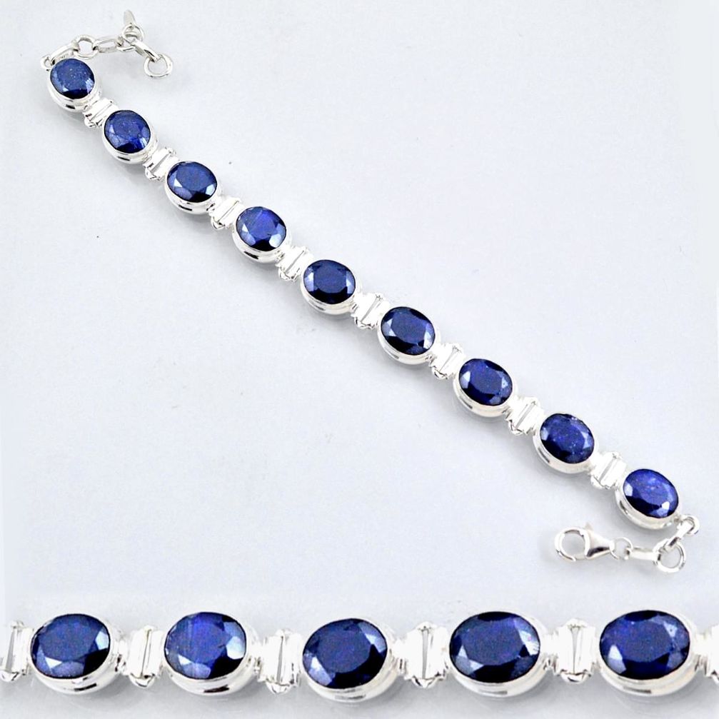 35.80cts natural blue sapphire 925 sterling silver tennis bracelet r56090