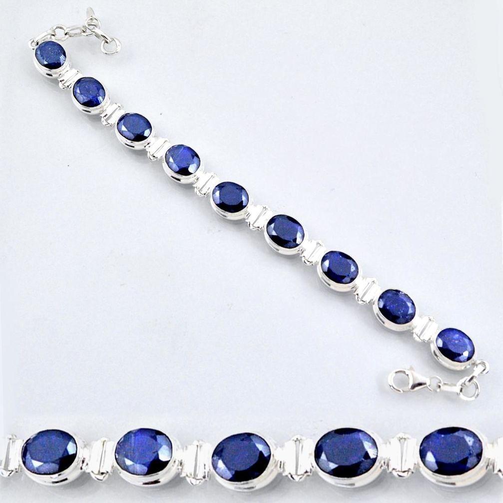 36.52cts natural blue sapphire 925 sterling silver tennis bracelet r56094