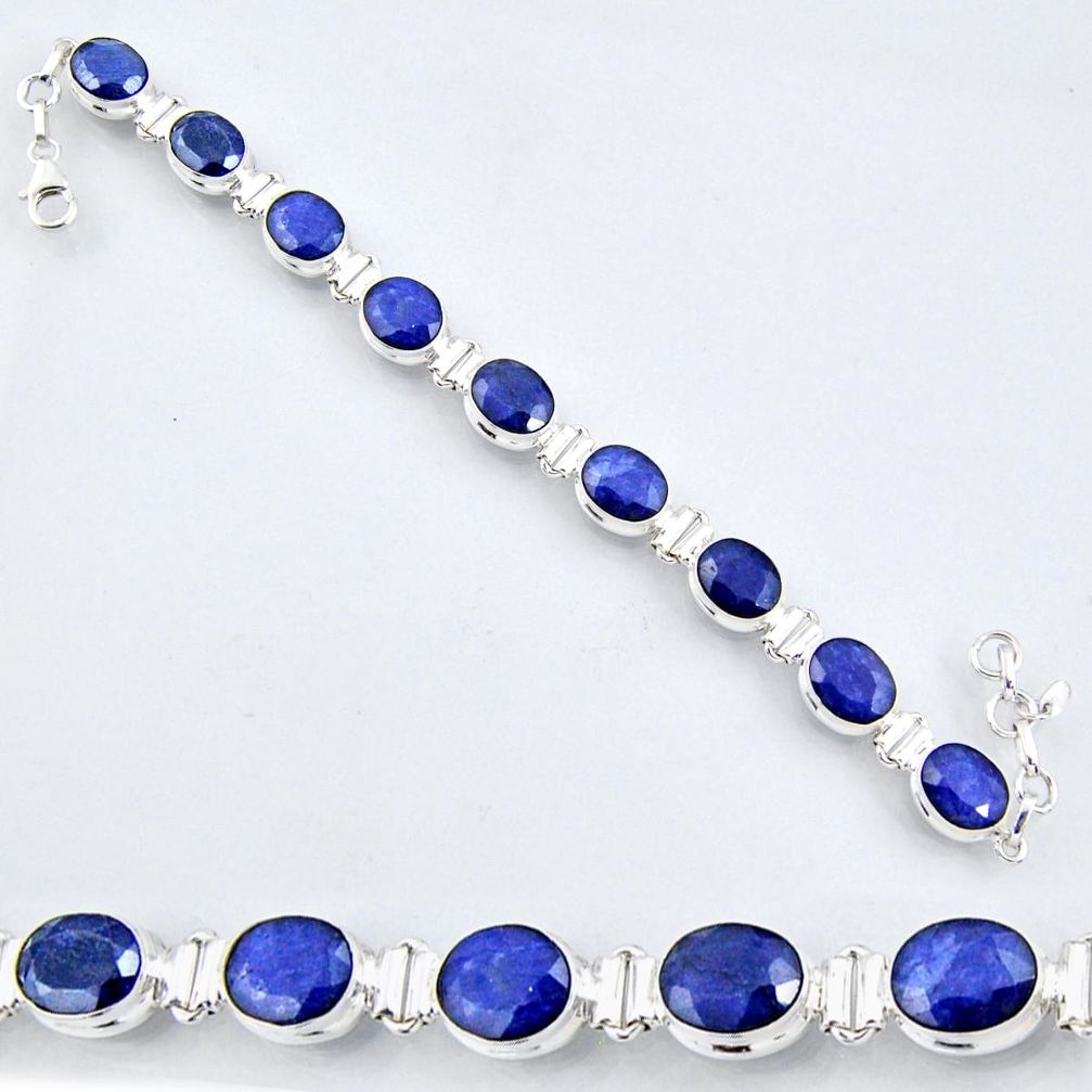 33.53cts natural blue sapphire 925 sterling silver tennis bracelet r56095