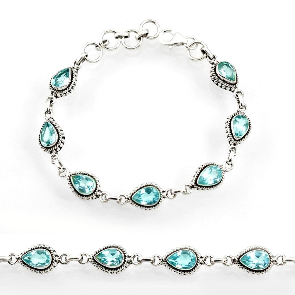  blue topaz 925 sterling silver tennis bracelet jewelry d44293