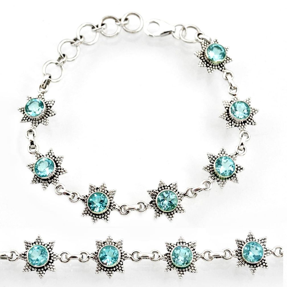 blue topaz 925 sterling silver tennis bracelet jewelry d44297