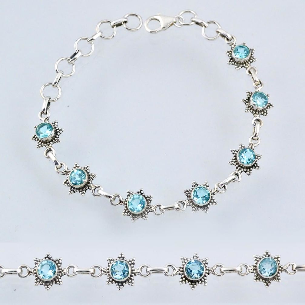 6.90cts natural blue topaz 925 sterling silver tennis bracelet jewelry r55009