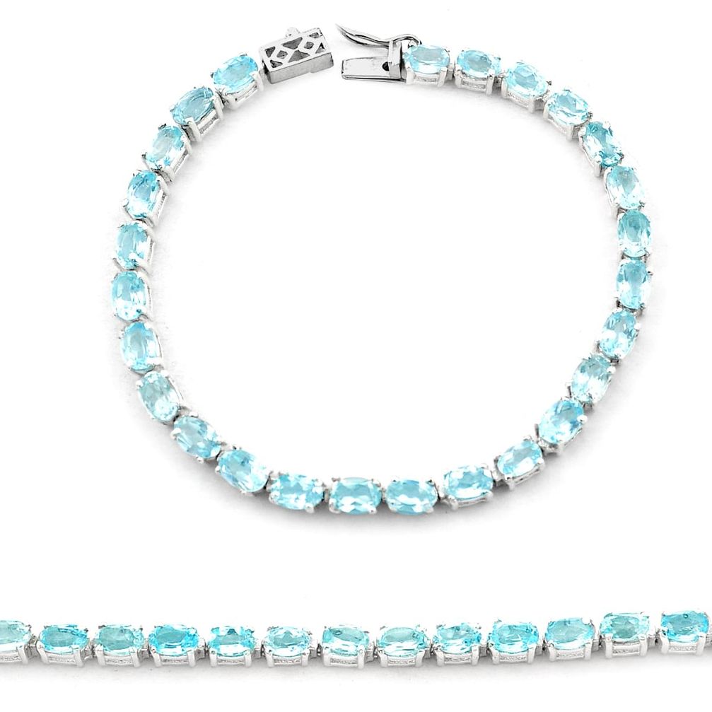 26.77cts natural blue topaz oval 925 sterling silver bracelet jewelry u35785