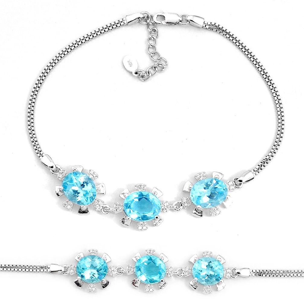 14.42cts natural blue topaz topaz 925 sterling silver bracelet jewelry c19675