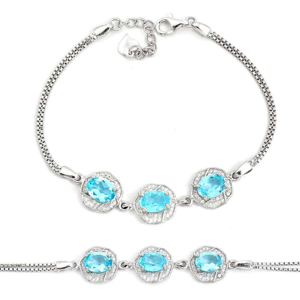 10.37cts natural blue topaz topaz 925 sterling silver bracelet jewelry c19677