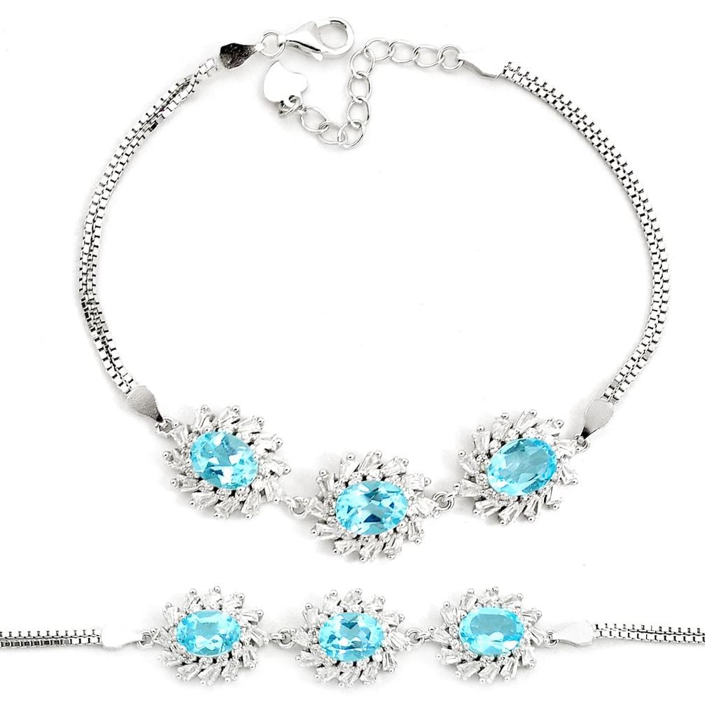 14.77cts natural blue topaz topaz 925 sterling silver bracelet jewelry c19678