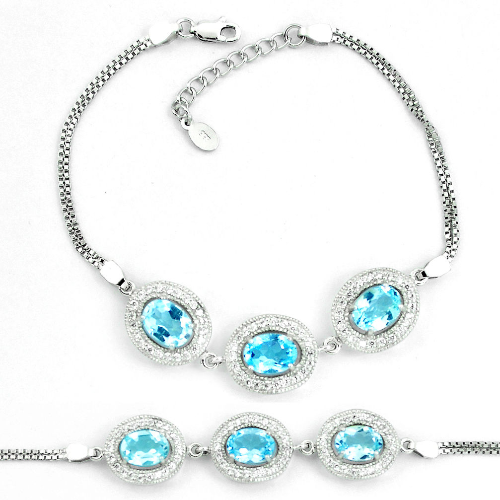 12.71cts natural blue topaz topaz 925 sterling silver tennis bracelet c19661
