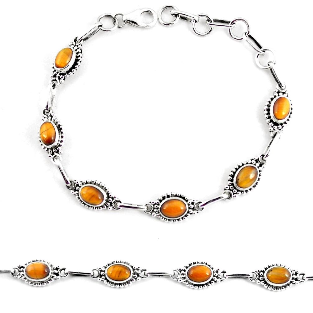 brown tiger's eye 925 sterling silver tennis bracelet p65107