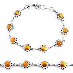 Clearance Sale- 10.61cts natural brown tiger's eye 925 sterling silver tennis bracelet p65115