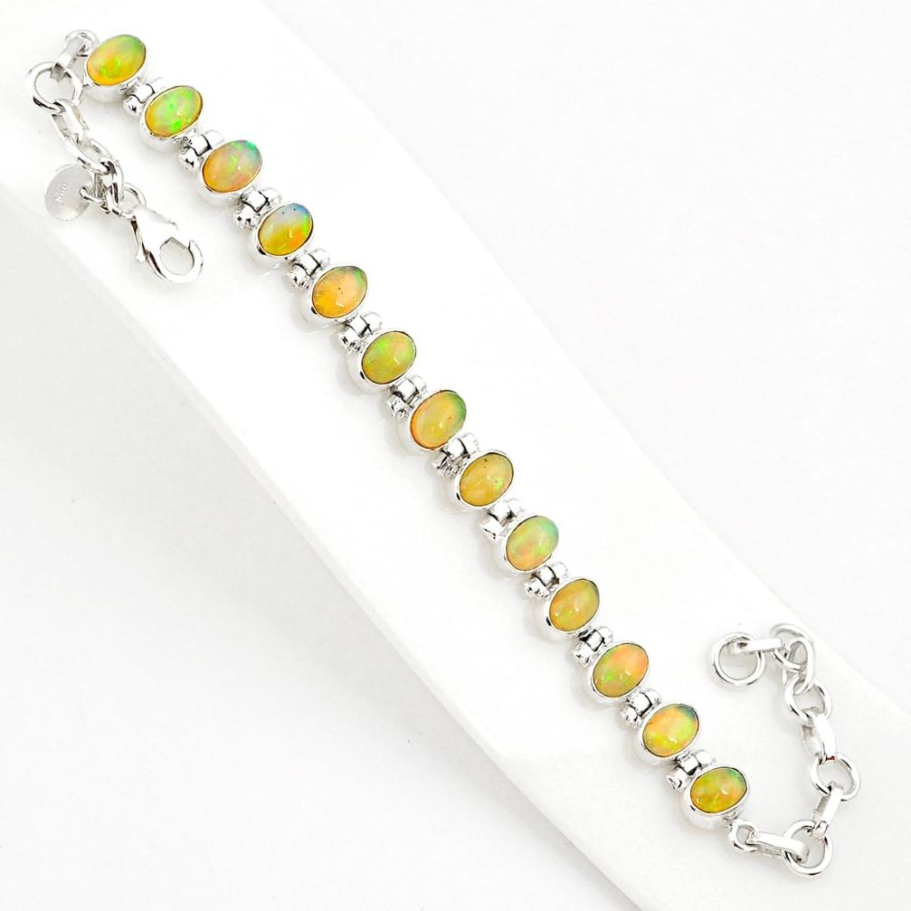 19.91cts natural ethiopian opal 925 sterling silver tennis bracelet r75271