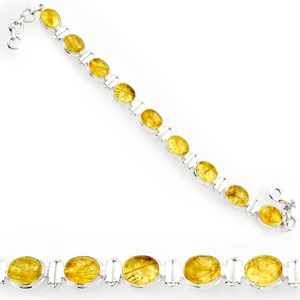  golden tourmaline rutile 925 silver tennis bracelet d44388