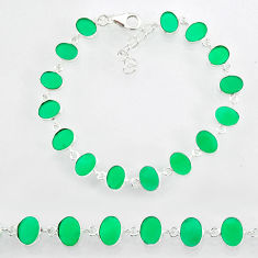 22.72cts natural green chalcedony 925 sterling handmade silver bracelet r88235