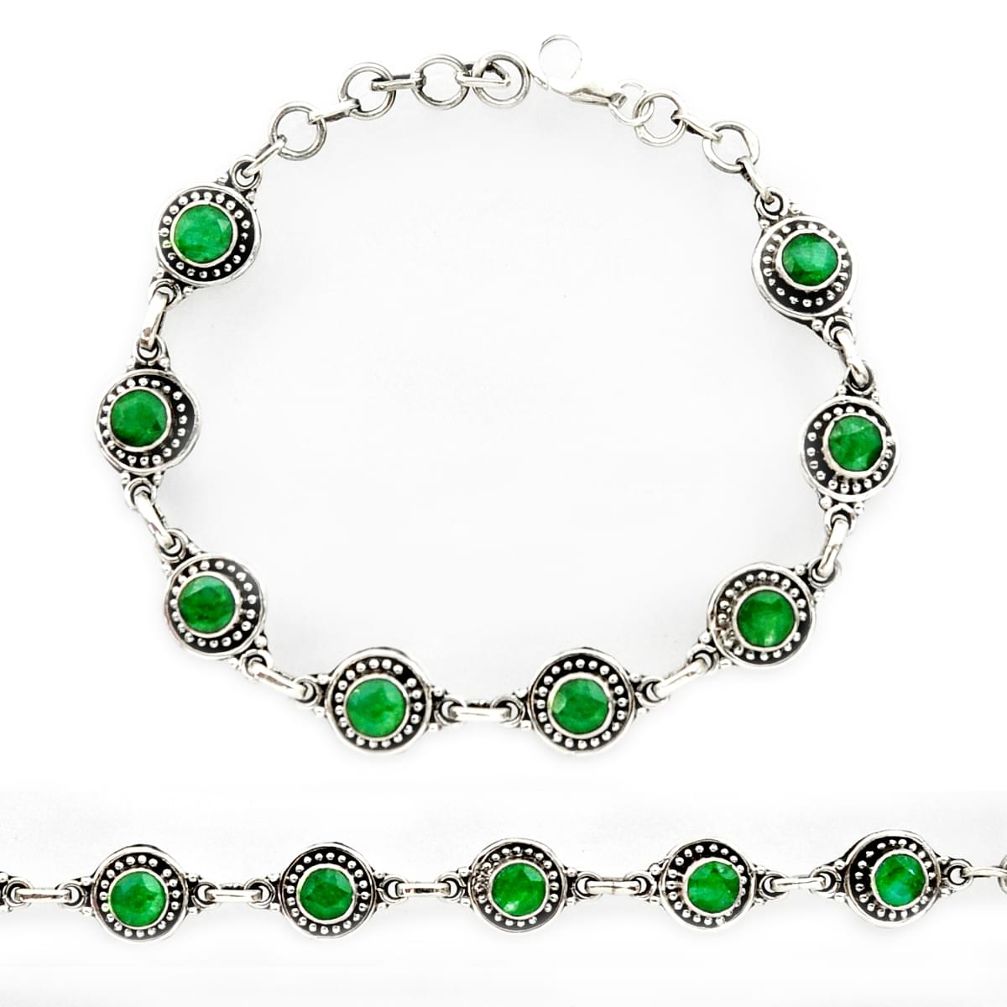 8.02cts natural green emerald 925 sterling silver tennis bracelet r27591