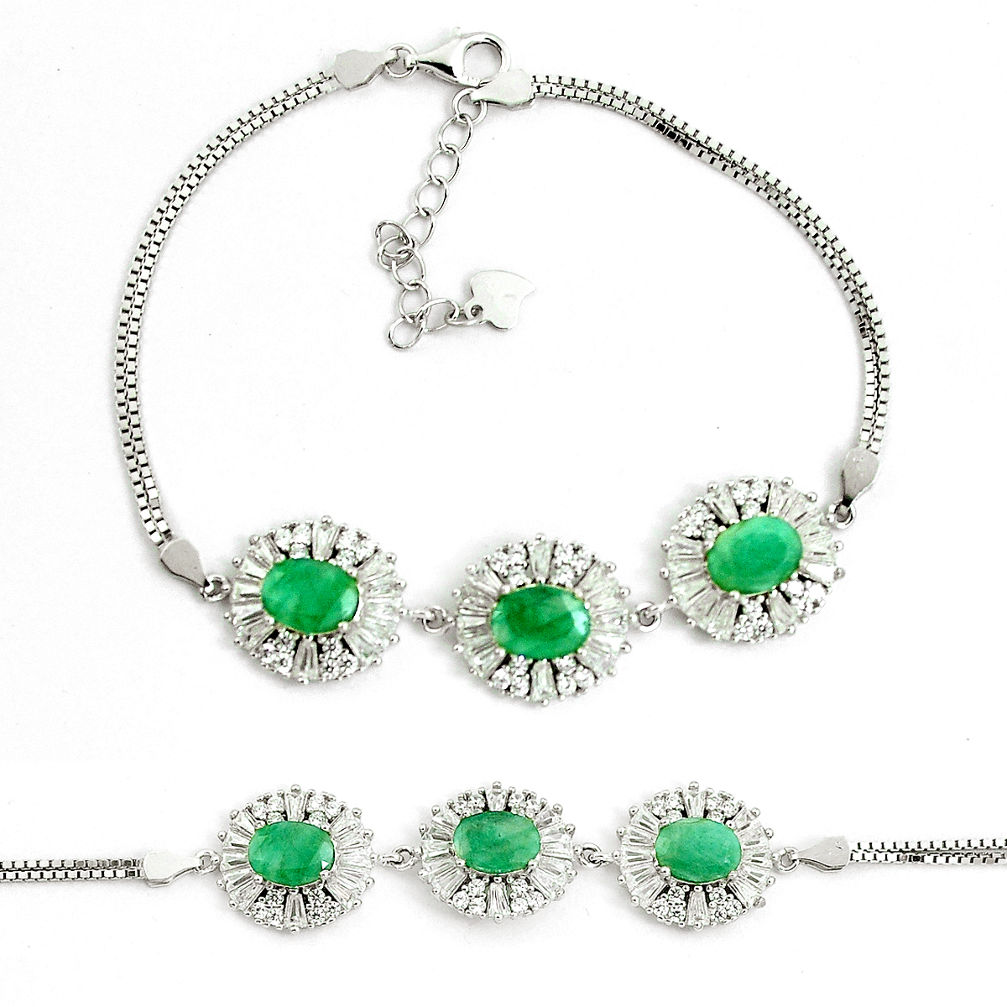 10.84cts natural green emerald topaz 925 sterling silver tennis bracelet c25955