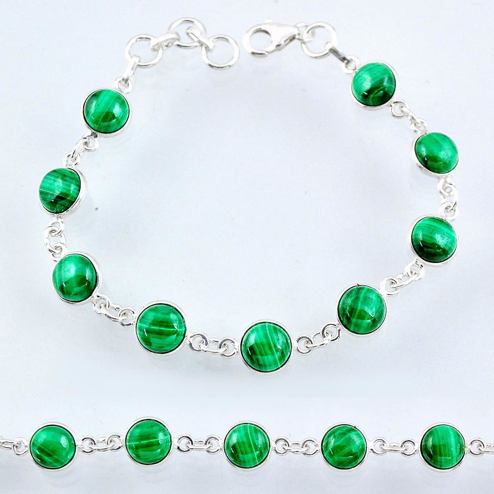 27.64cts natural green malachite (pilot's stone) silver tennis bracelet r55102