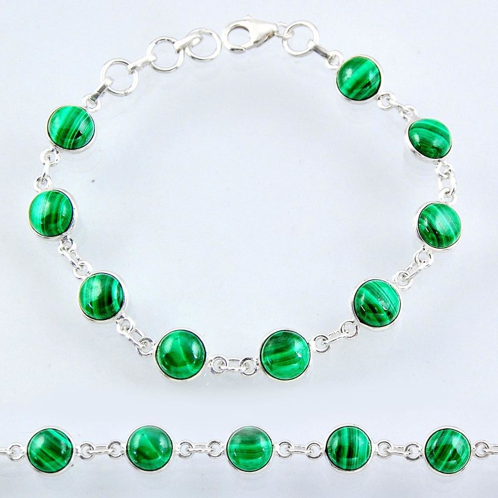 27.13cts natural green malachite (pilot's stone) silver tennis bracelet r55104