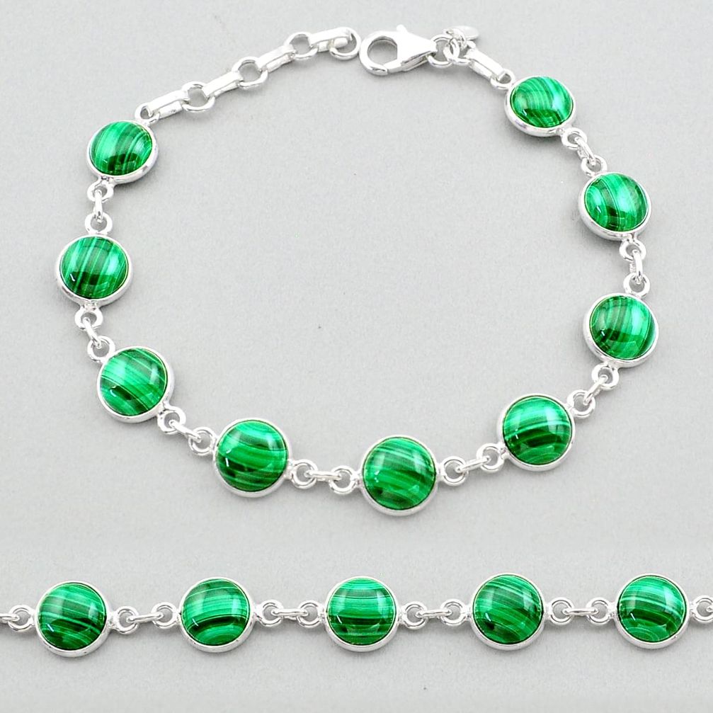 24.67cts natural green malachite (pilot's stone) silver tennis bracelet t26428