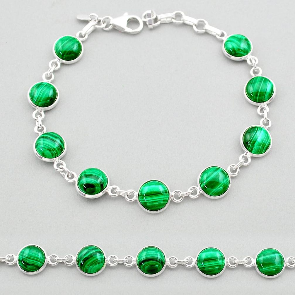 24.65cts natural green malachite (pilot's stone) silver tennis bracelet t26434