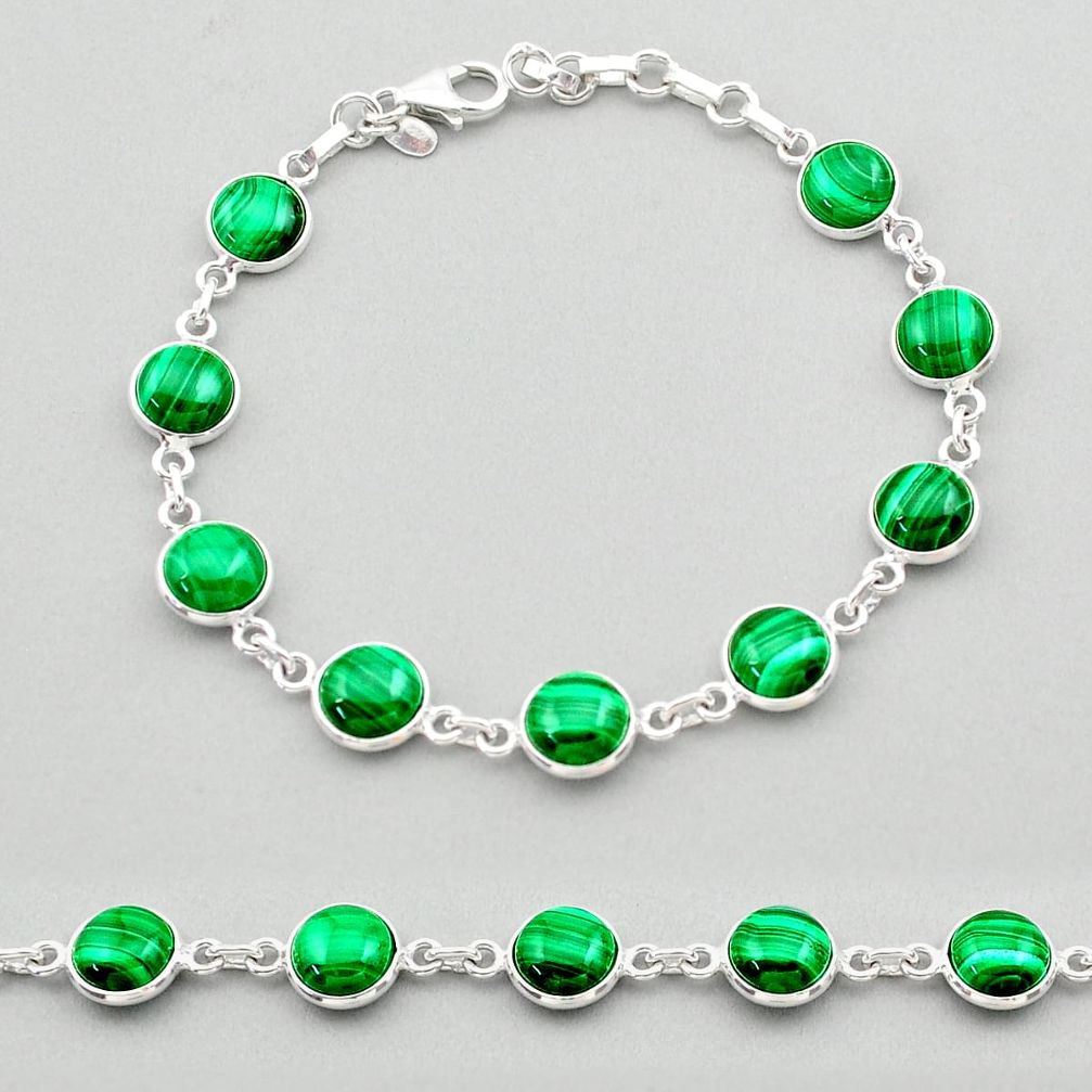23.98cts natural green malachite (pilot's stone) silver tennis bracelet t26436