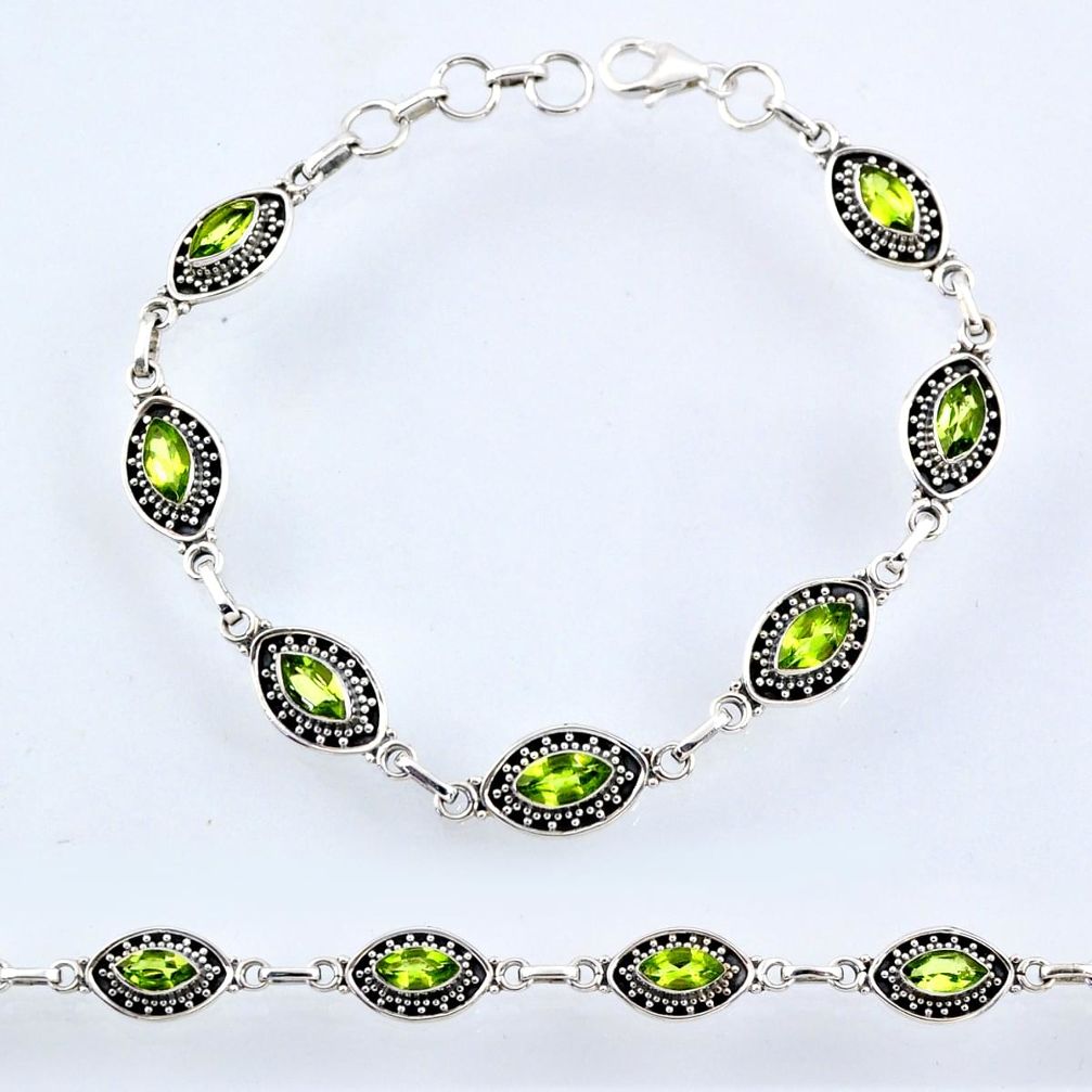 8.69cts natural green peridot 925 sterling silver tennis bracelet jewelry r54968
