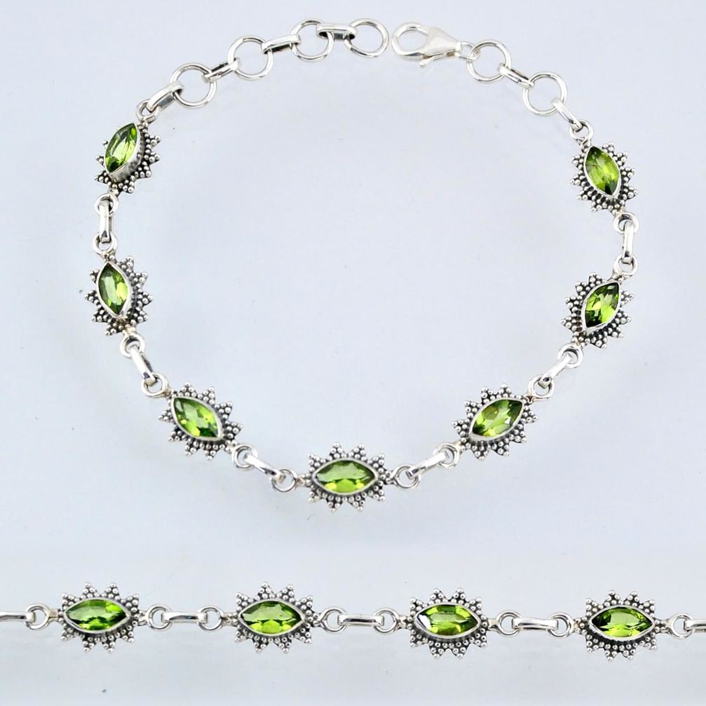 6.95cts natural green peridot 925 sterling silver tennis bracelet jewelry r55015