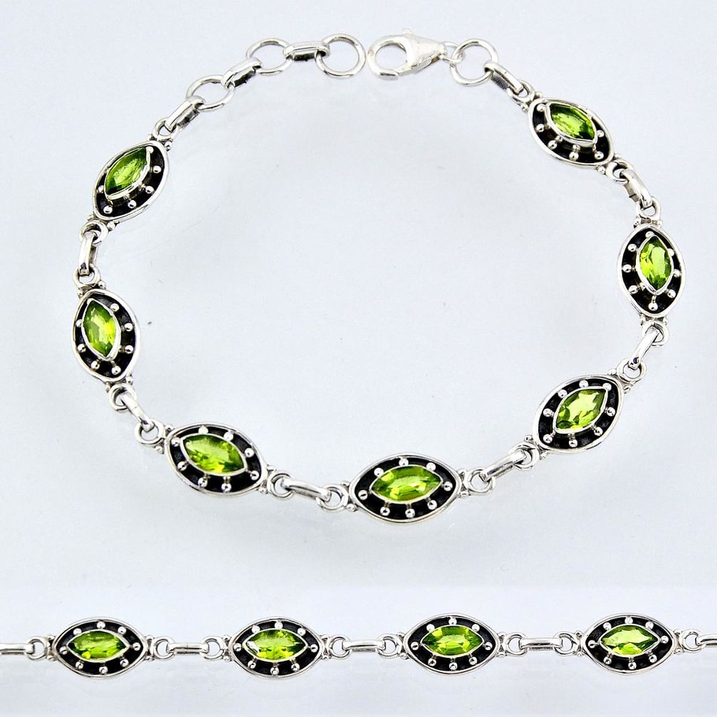 9.11cts natural green peridot 925 sterling silver tennis bracelet jewelry r55022
