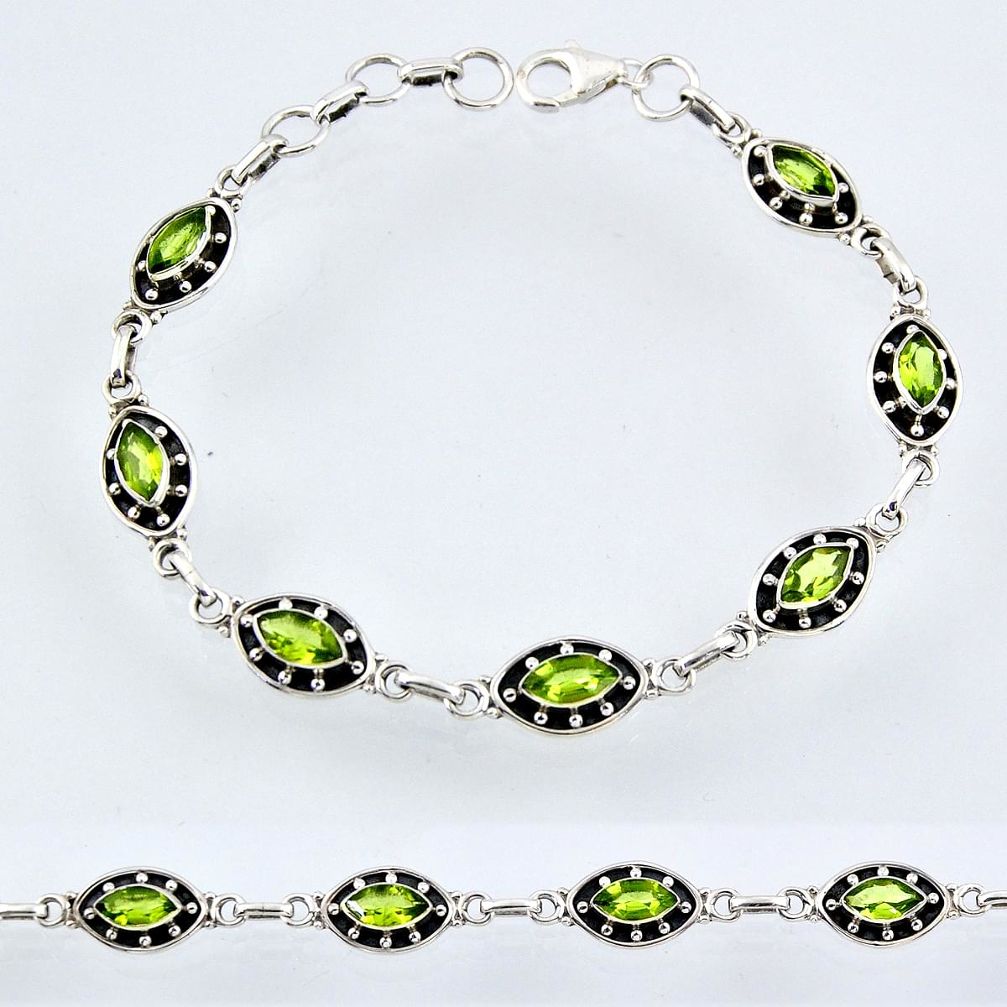 9.15cts natural green peridot 925 sterling silver tennis bracelet jewelry r55023