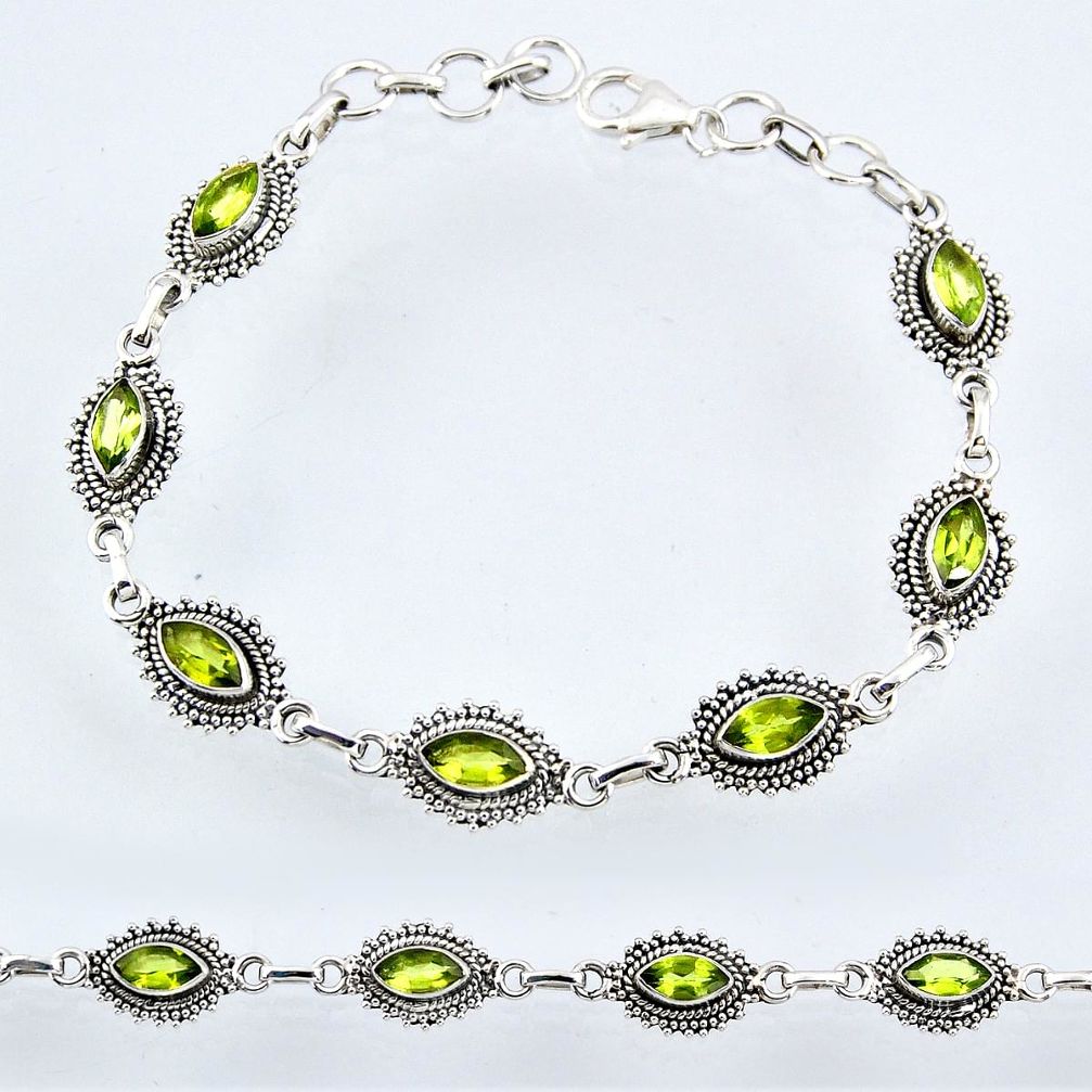 8.71cts natural green peridot 925 sterling silver tennis bracelet jewelry r55056