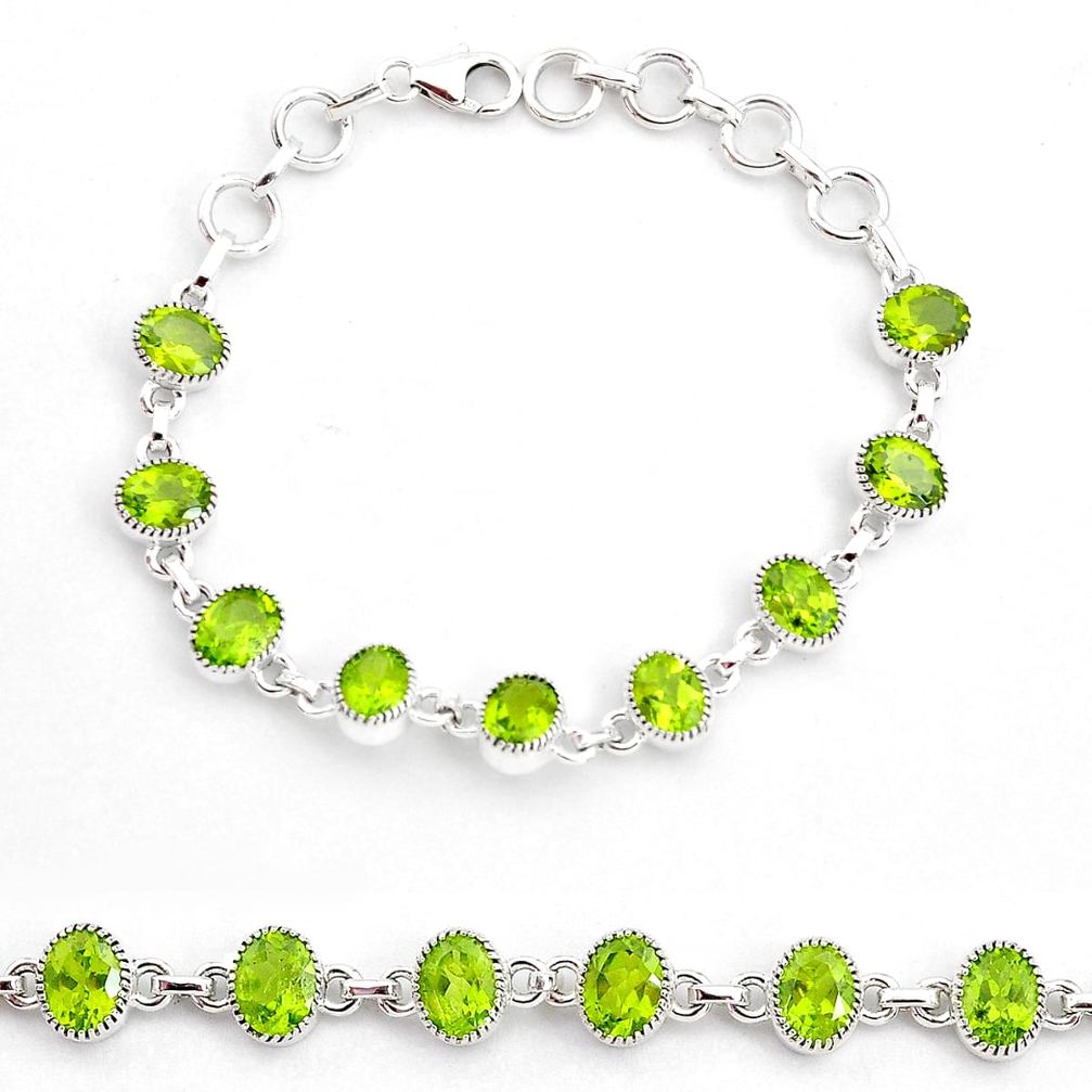 18.54cts natural green peridot 925 sterling silver tennis bracelet jewelry t4586