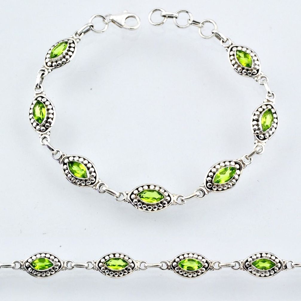 9.43cts natural green peridot 925 sterling silver tennis bracelet r54930