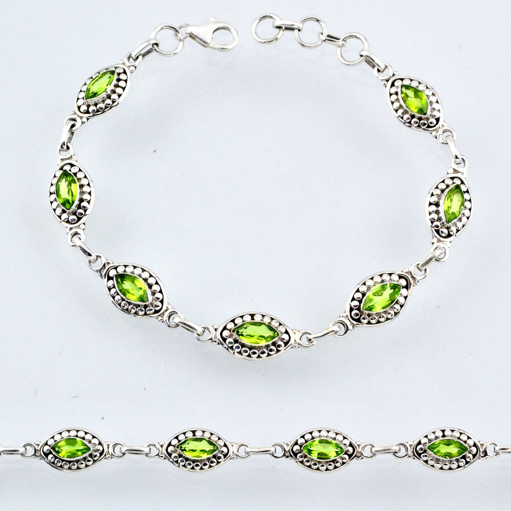9.93cts natural green peridot 925 sterling silver tennis bracelet r54931