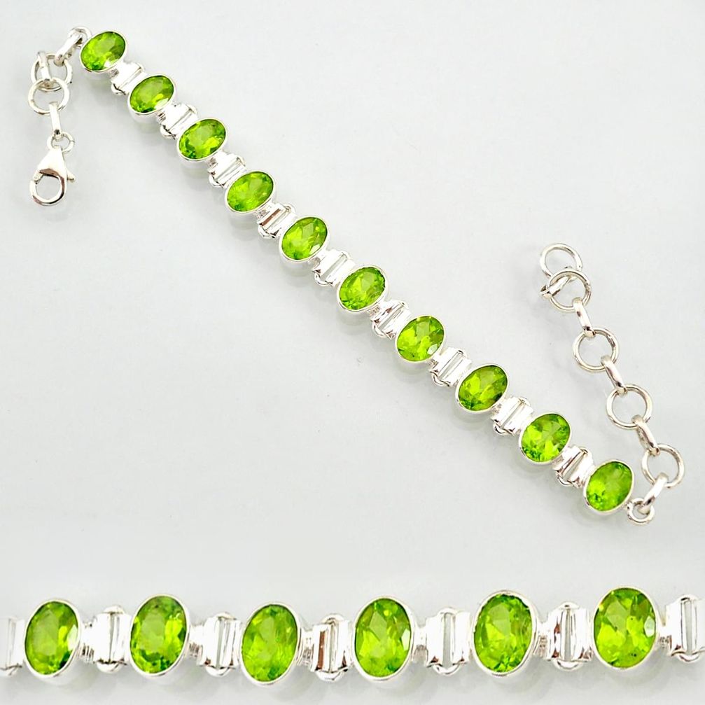 21.03cts natural green peridot 925 sterling silver tennis bracelet r87093