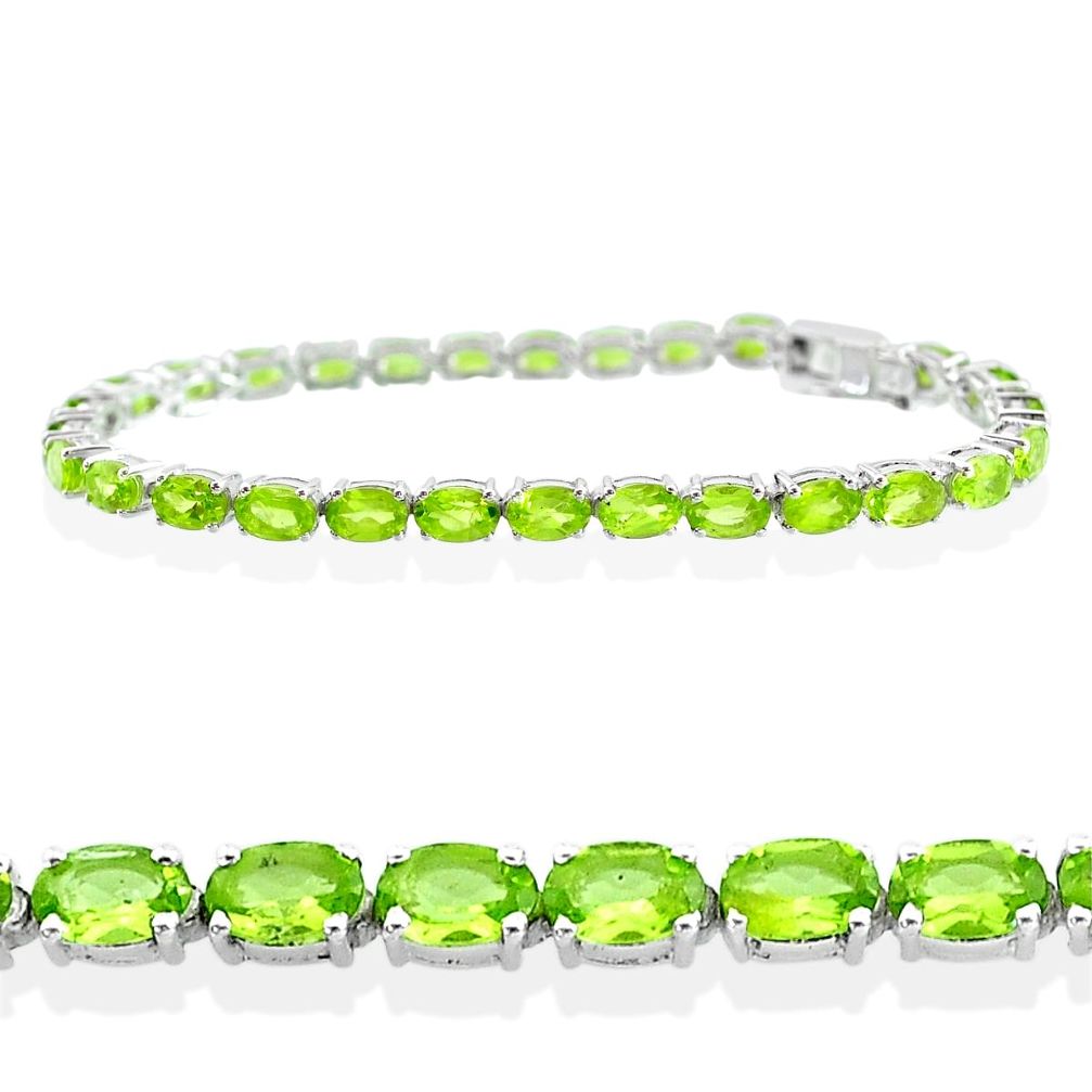26.98cts natural green peridot 925 sterling silver tennis bracelet t12264