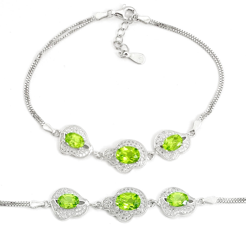 9.31cts natural green peridot topaz 925 sterling silver bracelet jewelry c19716