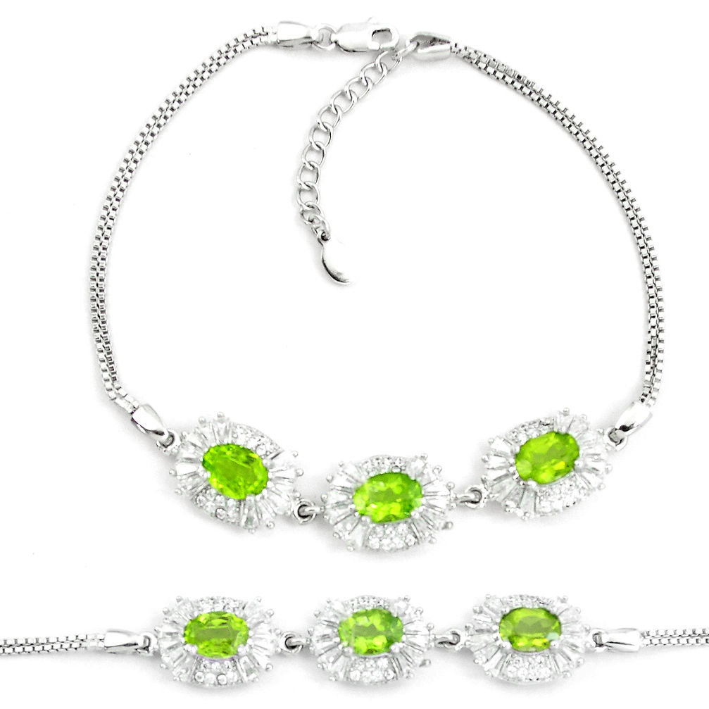 13.34cts natural green peridot topaz 925 sterling silver tennis bracelet c19712