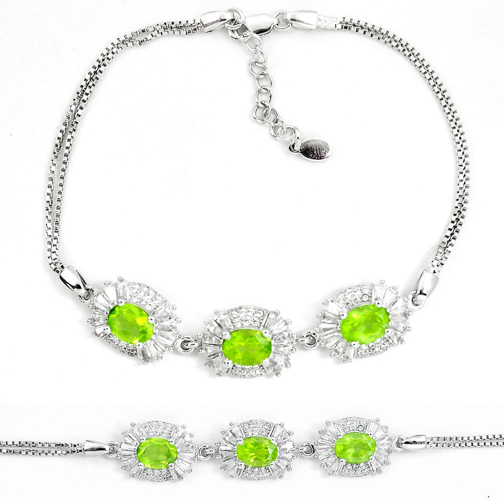 10.43cts natural green peridot topaz 925 sterling silver tennis bracelet c19720