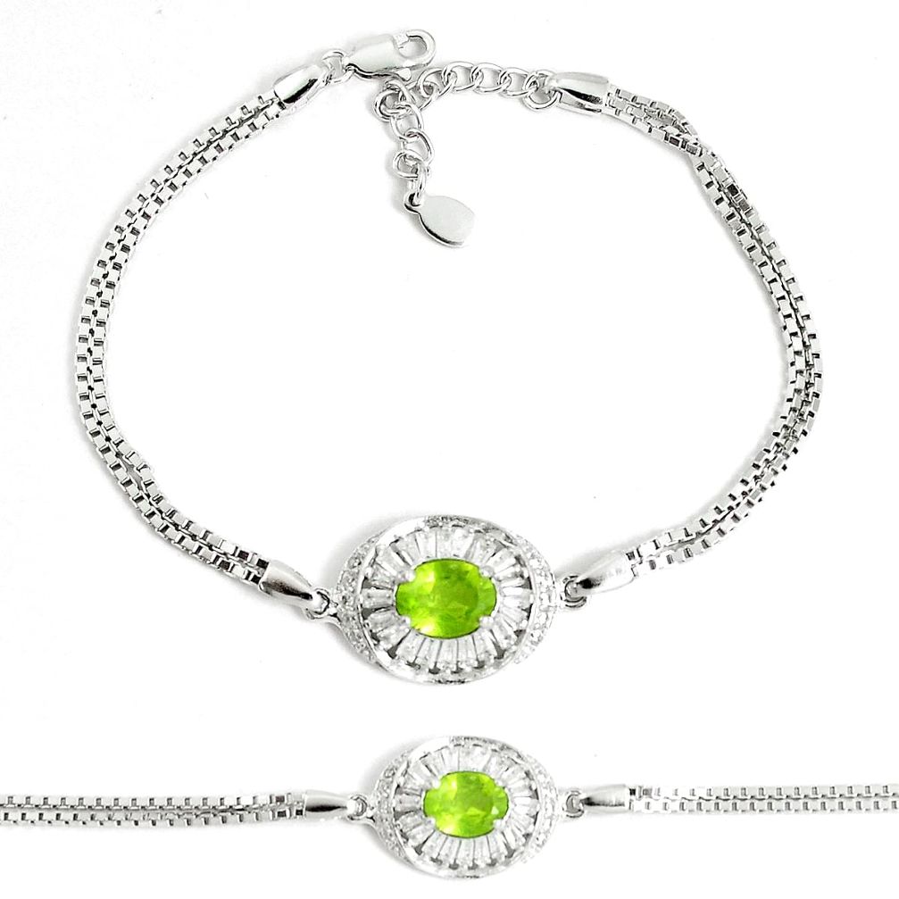 5.63cts natural green peridot topaz 925 sterling silver tennis bracelet c25944