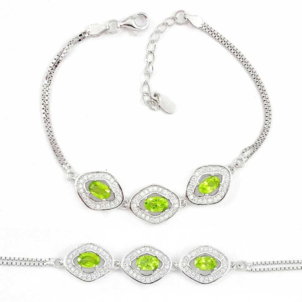 Natural green peridot topaz 925 sterling silver tennis bracelet jewelry c19706