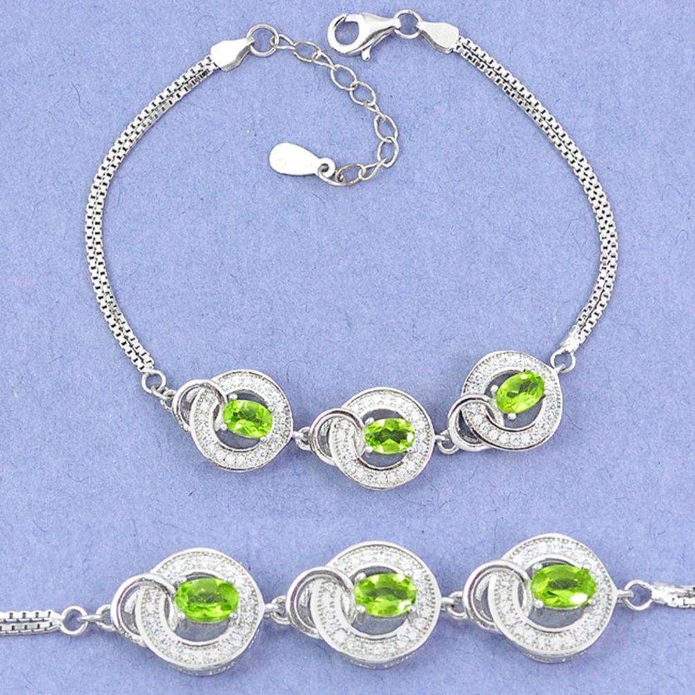 Natural green peridot topaz 925 sterling silver tennis bracelet jewelry c19711