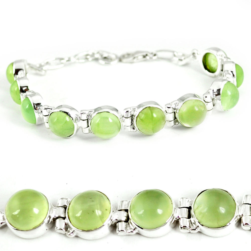 Natural green prehnite 925 sterling silver tennis bracelet jewelry j2507