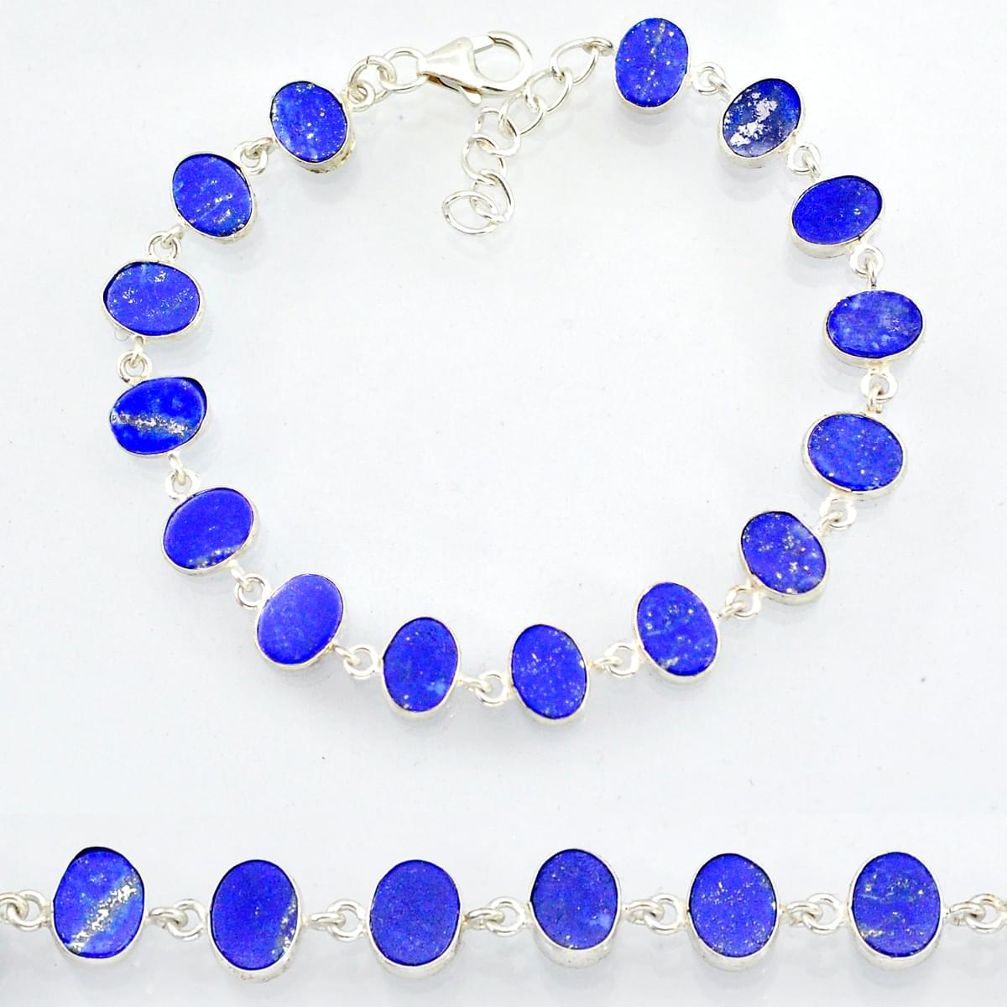 20.65cts natural lapis lazuli 925 sterling silver bracelet jewelry r88301