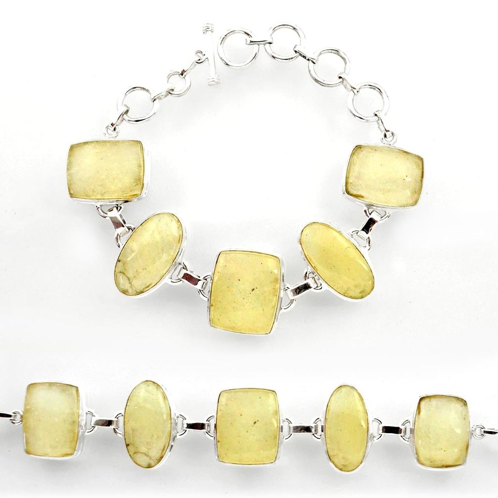 61.66cts natural libyan desert glass 925 sterling silver tennis bracelet r27502