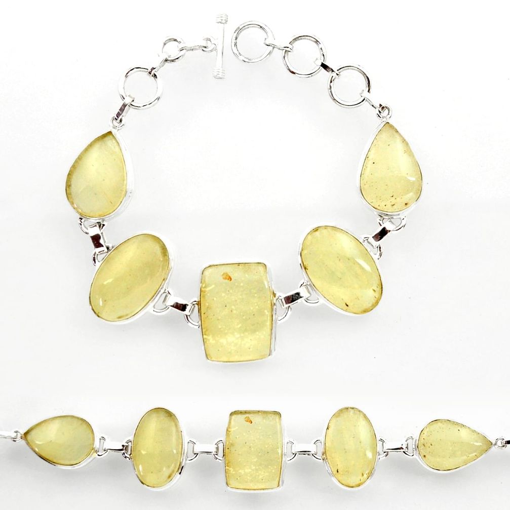 61.15cts natural libyan desert glass 925 sterling silver tennis bracelet r27507