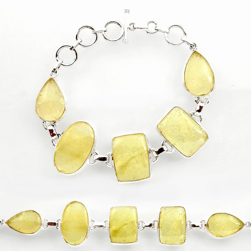 67.58cts natural libyan desert glass 925 sterling silver tennis bracelet r27510