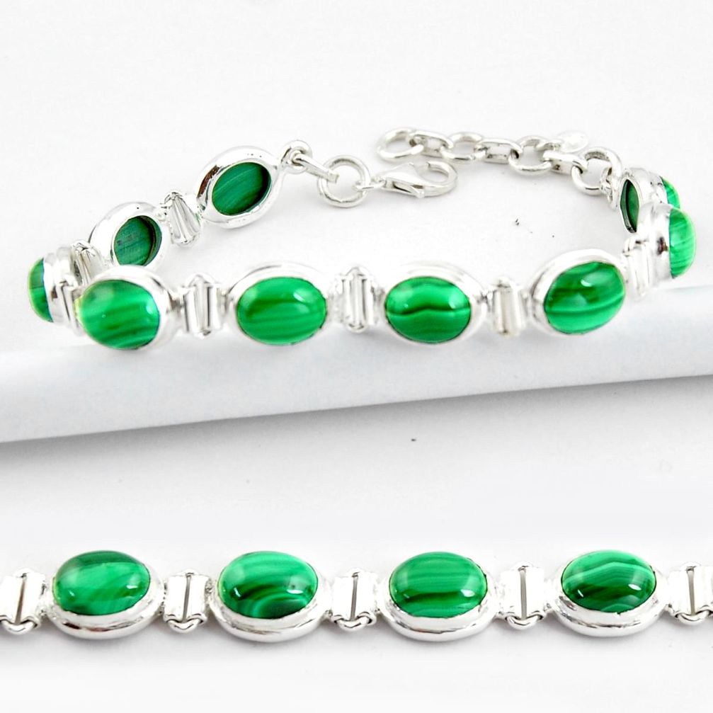 40.36cts natural malachite (pilot's stone) 925 silver tennis bracelet r39013