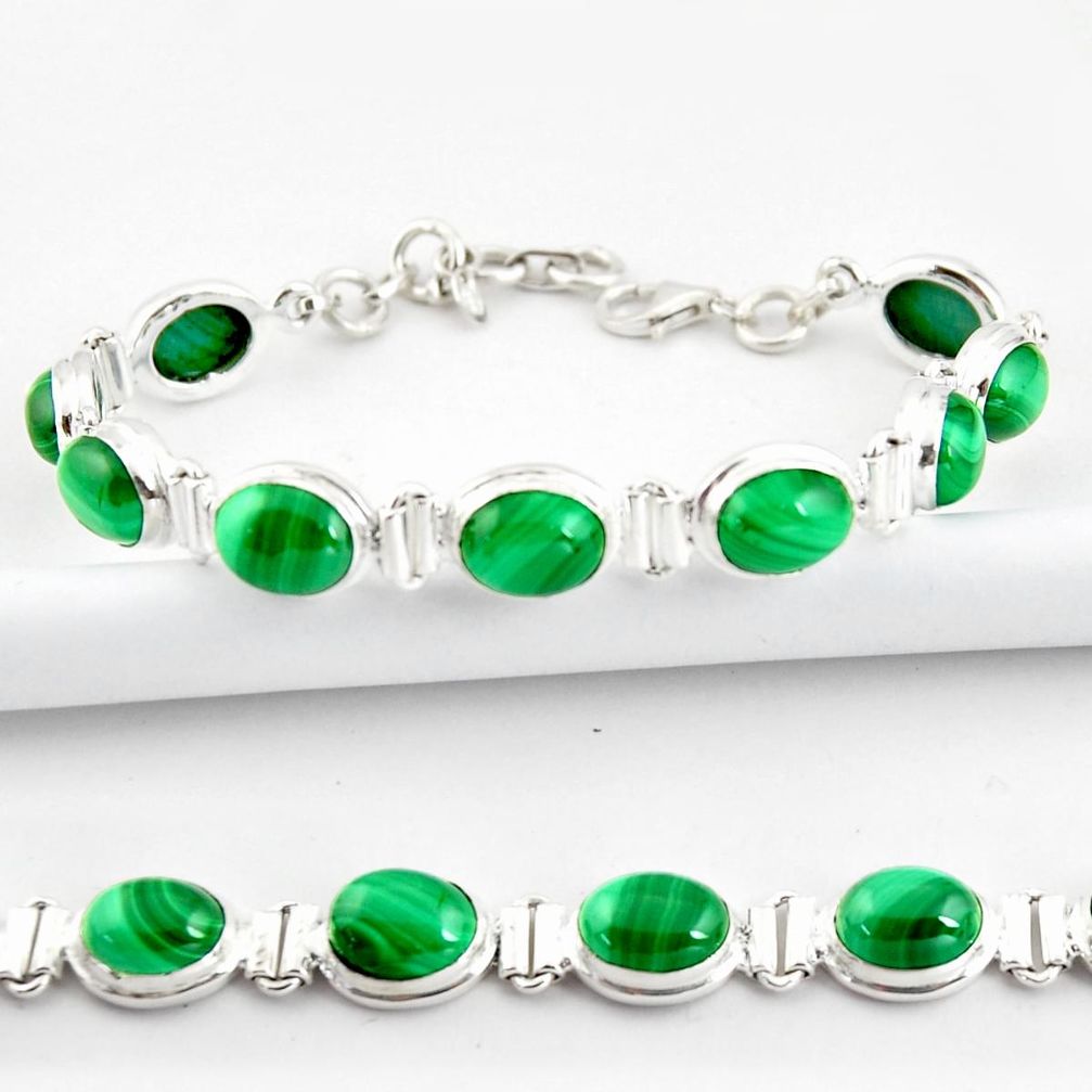 40.36cts natural malachite (pilot's stone) 925 silver tennis bracelet r39014